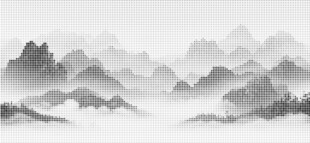 激光镂空圆点山水画点状图