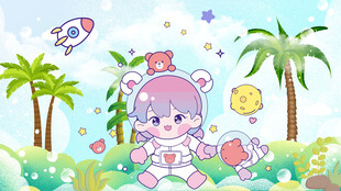 卡通可爱儿童房背景墙