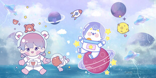 卡通可爱太空背景墙