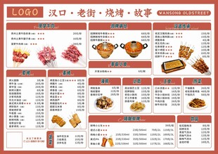 烧烤店菜单