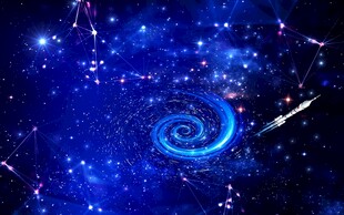 梦幻蓝色星系星空图景