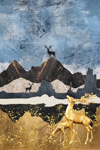 抽象麋鹿金山画