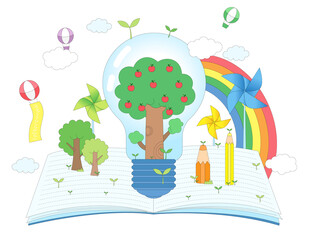 儿童教育灯泡苹果树彩虹风车铅笔