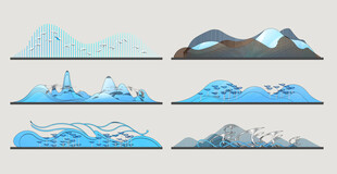 现代波浪雕塑小品