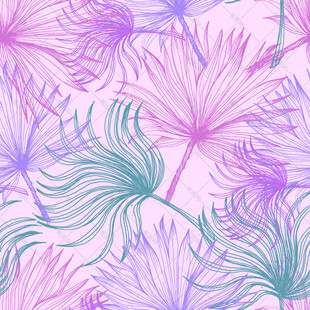 梦幻粉紫植物花卉图案