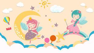 卡通儿童房天使背景墙