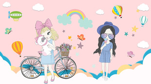 服装店卡通背景墙