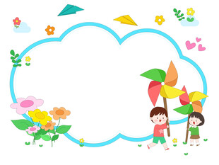 儿童教育户外玩耍彩色风车草坪