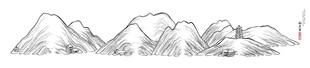 手绘连绵山脉景观