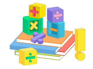 数学课数学符号彩色积木书籍