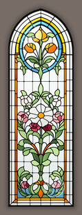 蒂凡尼教堂彩晶玻璃花窗贴膜图案