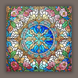 蒂凡尼教堂彩绘玻璃万花筒图案