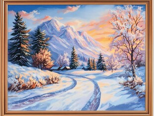 風景画 雪山 林 油彩画 風景画 雪山 林 油彩画 風景画 雪山 林 油彩画 神奇的油画棒写实风格