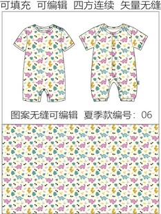 恐龙图案 儿童连体短袖 印花 