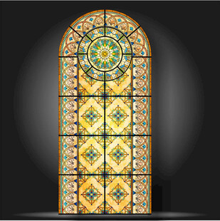 彩色玻璃拱形窗艺术图案
