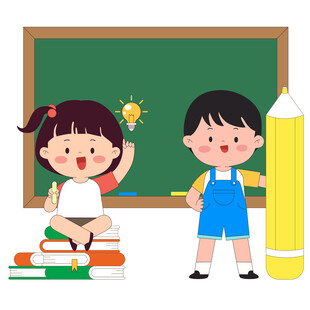 儿童黑板报彩色书籍铅笔学习工具