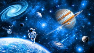 太空星球宇航员银河星空宇宙背景