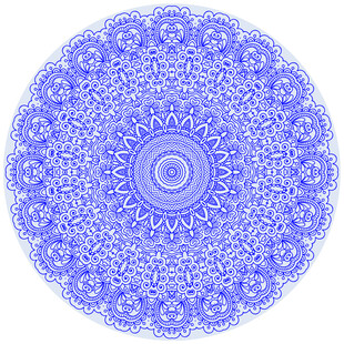 蓝色精美圆形青花图案