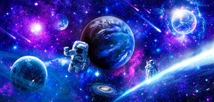 梦幻星球宇宙流星太空宇航员背景