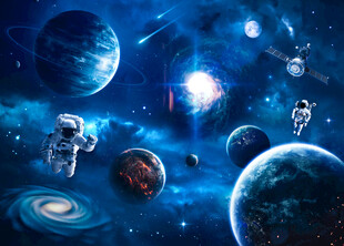 太空星球宇航员宇宙探索银河背景