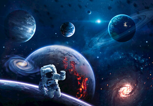 银河星球太空宇航员陨石宇宙背景