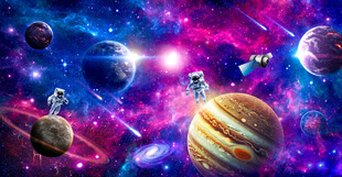 梦幻宇宙星空外太空星球流星背景