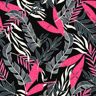 粉色黑色相间的叶形图案