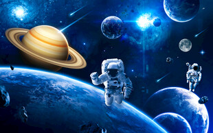 太空宇航员星球宇宙陨石银河背景
