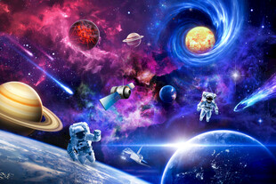 太空隧道宇宙星球宇航员卫星背景