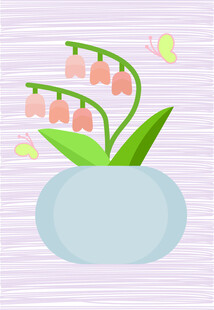 花瓶中的铃兰花插画
