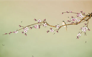 新中式工笔花鸟梅花背景墙装饰画