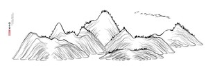 手绘山脉风景图