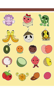 可爱卡通水果图标集合