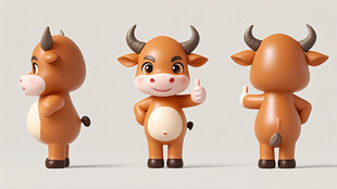 可爱小牛3D模型展示