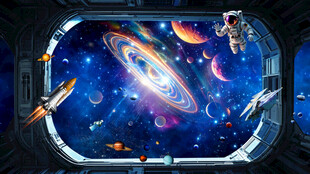 空间站太空舱窗外