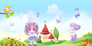 卡通城堡女孩背景