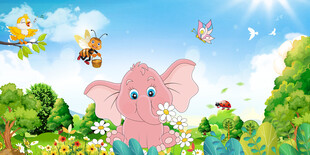 卡通大象背景墙