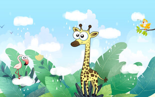 卡通长颈鹿背景墙