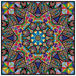 教堂蒂凡尼彩晶玻璃万花筒图案