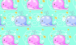 可爱鲸鱼图案背景