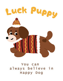 矢量图案圣诞帽狗