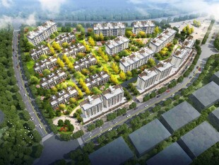 现代风格住宅小区鸟瞰图