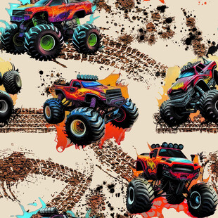 卡通  多彩  怪兽  卡车