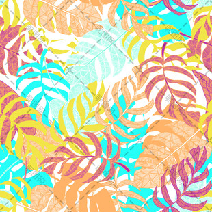 热带植物多彩图案背景