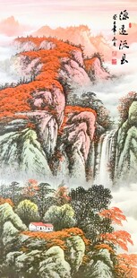 国画山水画源远流长客厅玄关装饰