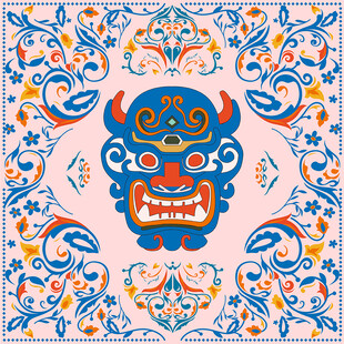 传统中式神兽图案纹饰