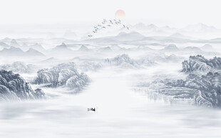 意境水墨山水画