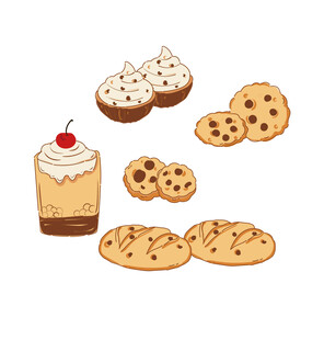 美味多样的烘焙甜点 矢量图