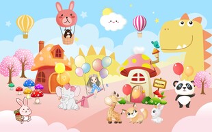 卡通儿童房背景墙图片