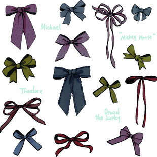 多彩蝴蝶结手绘素材集合